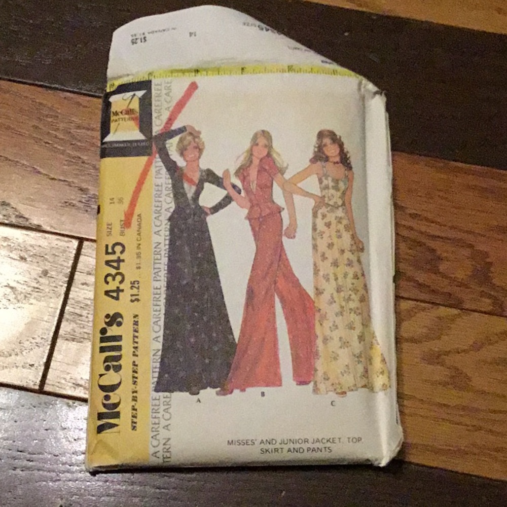 McCalls vntg 70’s pattern jacket top skirt pant